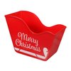 A1U Red Plastic Santa's Sleigh-Shaped Bins, Christmas Holiday Red Stackable Desk Storage Containers Organizer Holder Basket Caddy Gifts Favor Table Home Kitchen Versatile Reusable Decorations, 1 ct.
