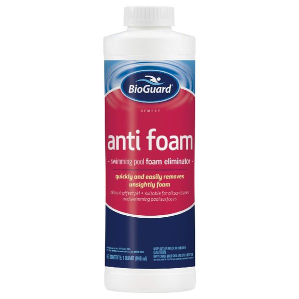 BioGuard Anti Foam, 1 Quart, Swimming Pool Foam Eliminator, pH-Neutral Suitable for All Sanitizers and Swimming Pool Surfaces