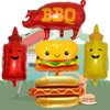 10Pcs Picnic BBQ Party Balloons Hamburger Hot Dog Ketchup Mustard Bottle Balloons for BBQ Picnic Cookout Summer Birthday Baby Shower Party Decorations Supplies