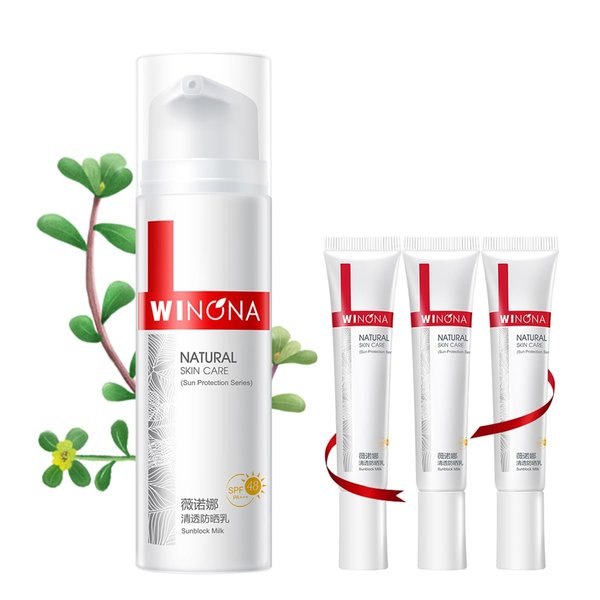 WINONA Daily Facial Sunscreen for Sensitive Skin, Lightweight SPF 48+++ Moisturizer, Gentle & Non-Greasy, Perfect for Commute & Makeup Base, 50g+15g x3