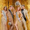 Saintrygo Prince and Princess Crowns Prom Court Sashes Prom Party Favors 80s Prom Tiara Shiny Satin Cosplay for Graduation (Elegant Style)