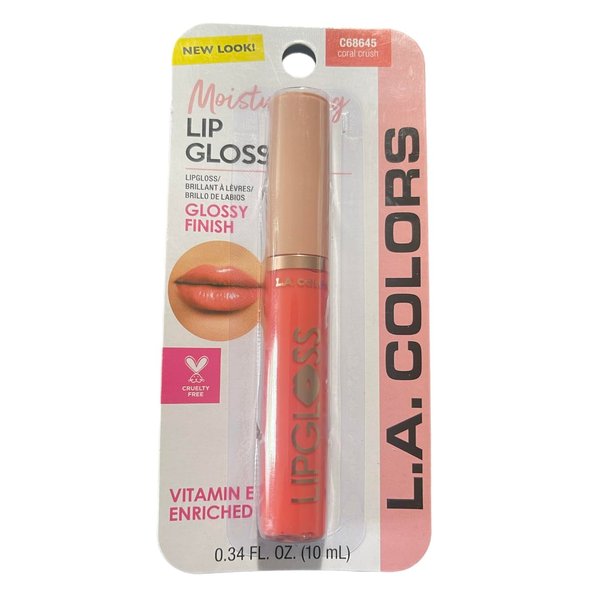 L.A. COLORS Glossy Finish Lip Gloss C68645 Coral Crush .34 oz