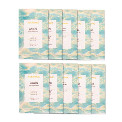 SolaWave Hydrating Sheet Mask, Anti Aging Face Mask with Niacinamide, Hydrating Face Mask with Hyaluronic Acid, Moisturizing Face Masks (10 Pack)