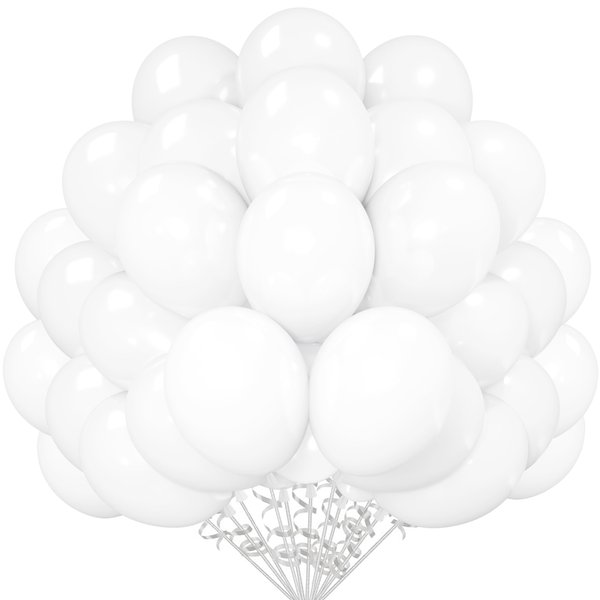 CYTTOKL White Latex Balloons 12 inch 200 Pack Matte Helium Balloon for Birthday Wedding Baby Shower Party Decorations