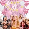 Pink Birthday Party Decoration for Women, Happy Birthday Party Decoration, Pink Fringe Curtain, Pink Heart Star Foil Confetti Balloons, for Women Girl 13th 16th 18th 21th Birthday Party Supplies…