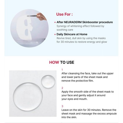 NEURADERM Hydro Brightening Facial Sheet Mask, Glowing Radiant Complexion Serum Moisturizing Skincare (Pack of 5)