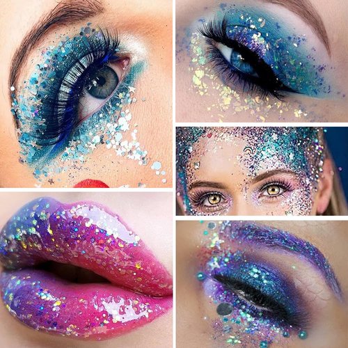 Body Glitter Stick, Face Glitter Stick for Body/Lip/Hair/Eyes, Sparkling Sequins Glitter Stick Holographic Mermaid Sequins Paint Makeup (red)