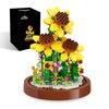 ZYLEGEN Sunflower Bouquets Building Blocks Flower Set,Mini Bricks Building Toys with Glass Dome for Home/Office Desk Décor,Idea Housewarming for Women Adults(553Pcs)
