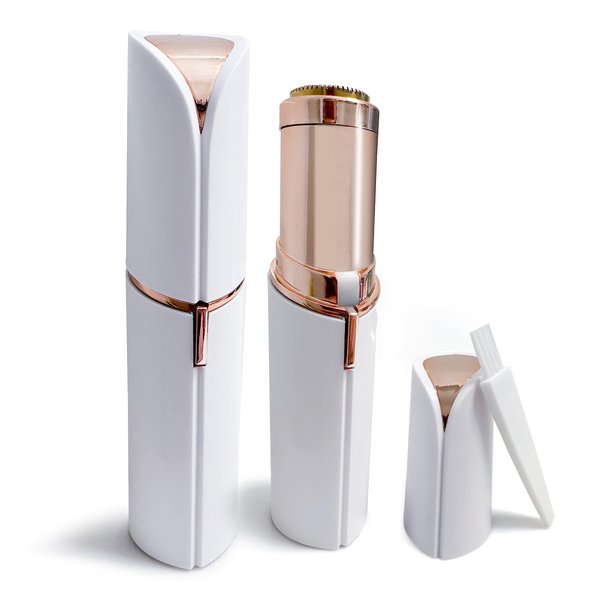 Luxury Facial Hair Removal Device for Women and Men - Portable Best Face Shaver/Trimmer for Chin, Upper Lip in White & Rose Gold