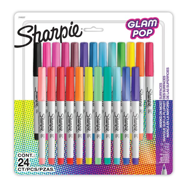 SHARPIE Glam Pop Permanent Markers, Ultra Fine Point, 24 Count