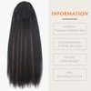 WIGNEE 28 Inches Kinky Straight Ponytail Extension Synthetic Drawstring Ponytail For Black Women Yaki Pony Tails Hair Extensions (28 Inches, 1B/30 Highlights)