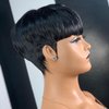 QiaQiaRing Pixie Cut Wig Human Hair Wigs For Black Women Short Layered Pixie Cut Wigs Full Machine Made Wigs Brazilian Virgin Human Hair Wigs For Women Glueless Wigs Natural Black Color