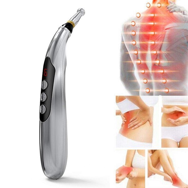 Acupuncture Pen, Rechargeable Electronic Acupuncture Pen Massage Pen Massager Meridian Therapy Machine Relief Pain Therapy Tools with 3 Massage Heads