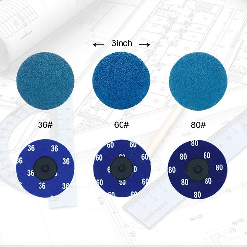 Crossarctic 75Pcs 3 inch Quick Change Disc Set, Zirconia Roll Lock Sanding Disc with 1/4" Holder for Die Grinder Surface Prep Strip Grind Polish Finish Burr Rust Paint Removal