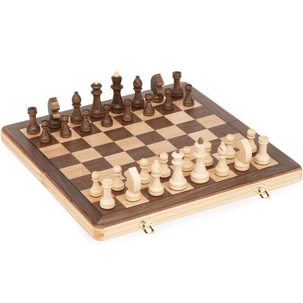 15 Inch Wooden Chess Set for Adults,Chess Board Game,Folding Chess Set,3 Inch Kh Chess Pieces,Walnut & Maple Inlay Board Games,Portable Travel Chess Set