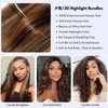 MOMOSHERO Brown Highlight Body Wave Bundles Human Hair, 10A Soft and Glossy Blonde Balayage Ombre Human Hair Bundles 100% Remy Hair Single Ombre Human Hair Bundle #1b/30 Piano Color Dark Root 16 Inch