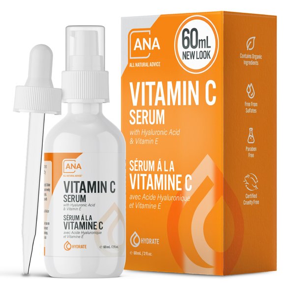 All Natural Advice Vitamin C Serum For Face, 60ml / 2oz with 20% Vitamin C, Hyaluronic Acid, Aloe, MSM, Vitamin E, & Organic Botanicals Solution, Support Skin Brightening with Vitamin C Face Serum
