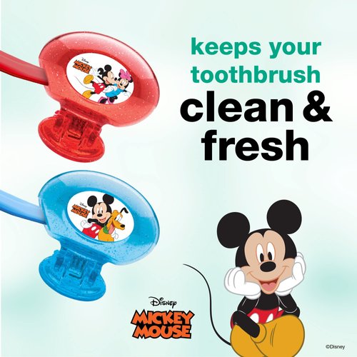 Steripod Kids Clip-On Toothbrush Protector, Mickey Mouse, Strawberry Scent, Keeps Toothbrush Fresh and Clean, Fits Most Manual and Electric Toothbrushes, 2 Count