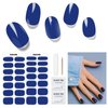 DUKASOU Semi Cured Gel Nail Strips, Royal Blue 28 PCS Solid Color Gel Nail Strips Works with UV Light, Salon Quality Gel Nail Stickers Full Nail Wraps