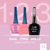 MASGLO Traditional Nail Polish 0.5 Fl. Oz. 3 piece kit with BASE FORTIFIER, color NIEVE and TOPCOAT GEL