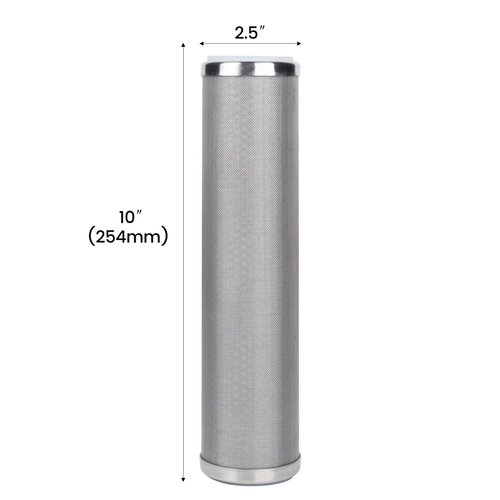 Amwater Stainless Steel Cleanable Wire Mesh Filter Cartridge 10”Length,2.5"OD(10 Micron)