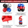 Spider 6th Birthday Party Supplies, Spider Balloon Garland Arch Kit, Include 40 Inch Red Number 6 Balloon, Star Foil Balloon, Blue Black Red Silver Balloons for Boys Superhero 6th Birthday Decorations
