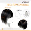 Hair Toppers for Women Real Human Hair Bangs 3.1x4.3 inches Lace Base Clip in Hair Extensions with Thinning Hair 360° Cover French Clip on Bangs Natural Black 12 inch Hair Topper for Daily