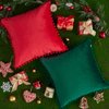 Top Finel Red Decorative Pillow Covers 20x20 Set of 2 for Couch Throw Pillow Covers with Pom Poms, Soft Square Velvet Sofa Pillow Cases for Bedroom Living Room Home Decor