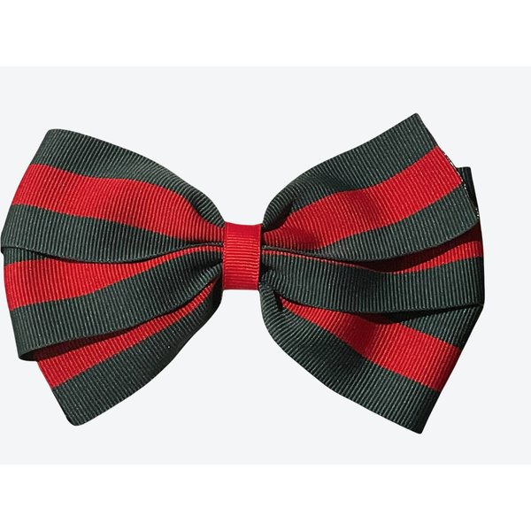 Hunter Green ansd Red Hair Bow, Fashion Bow, Girls Hair Accessory, Striped Hair Bow, Holiday Hair Bow