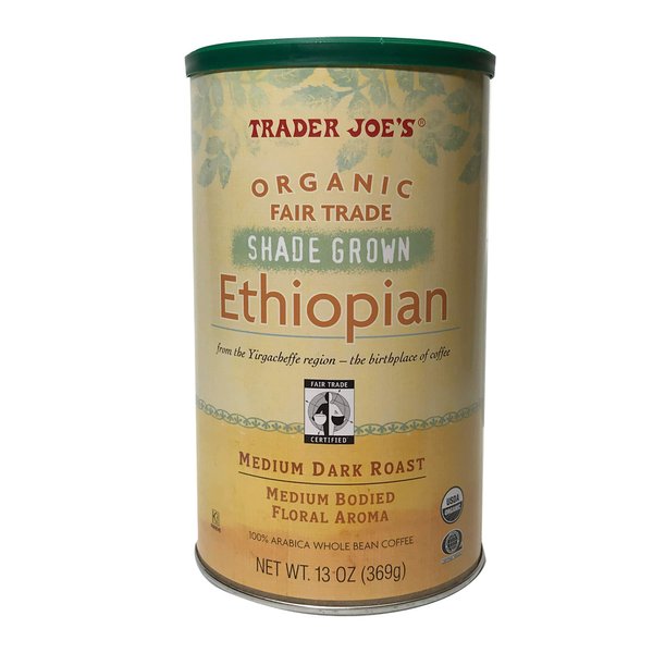 Organic ETHIOPIAN Whole Bean Coffee 100% Arabica USDA Organic/Fair Trade/Kosher Pareve Certified 13oz (Organic Ethiopian)