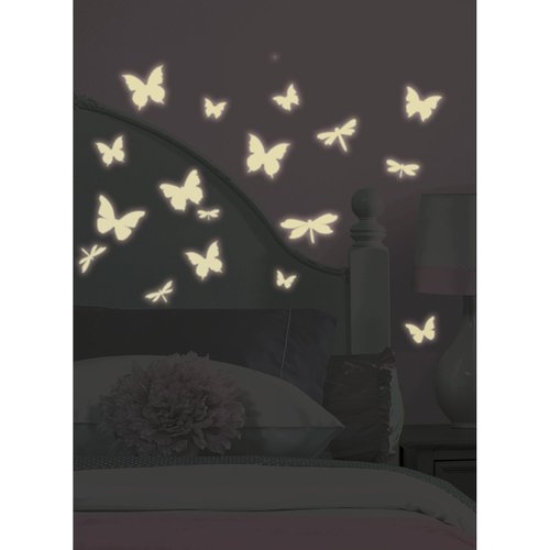 RoomMates RMK1706SCS Butterflies and Dragonflies Glow In The Dark Wall Decals , White
