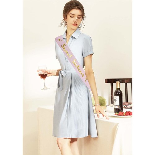 MGJSRNH Sweet Sixteen' Pink Satin Birthday Sash for Girls,Cute Princess Birthday Party Decorations Gifts,Happy 16th Birthday Party Favor Supplies