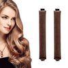 Heatless Hair Curler, Heatless Curls Overnight, Heatless Curling Rod, No Heat Hair Roller Rods Blowout Rods Jumbo Set with Hook for Women Long Hair (Brown, 2 Packs)