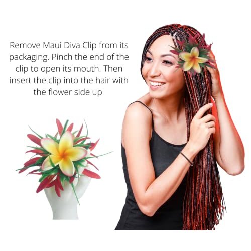 Plumeria Hawaii Flower Hair Clip Accessories for Braids Assorted Luau Aviella Aloha assorted Hawaiian Flowers for Girls Dance Hula Moana Mermaid Unicorn Kids Hair accessory Set