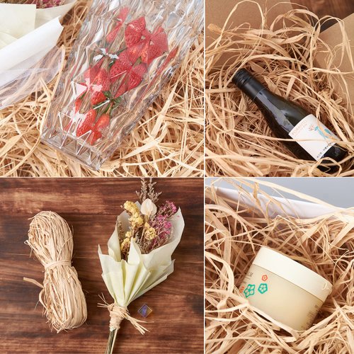 100g Natural Raffia Paper Ribbon, Raffia Ribbon Perfect for Crafts Weaving or Bouquets Decoration, Christmas Raffia Gift Wrap Ribbon Total 2 x 50g