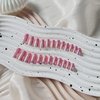 Coconut Pink Chrome Square Press on Nails Short Medium,SXVME Metallic Fake Nails Acrylic Nails Press ons,Mirror Metal Chrome Nails Glue on Nails Medium,Short Coffin Nails False Nails in 24 PCS