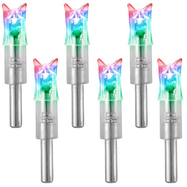 KEAUP 6PCS Lighted Nocks for Crossbow .300/7.62mm Inside Diameter Lighted Arrow Nocks for Archery Hunting (Strobe)