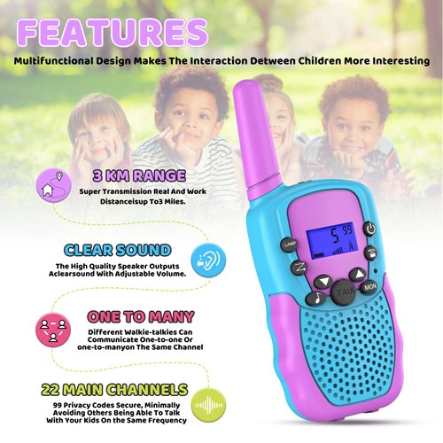 Selieve Outdoor Toys for Kids Ages 4-8, Walkie Talkies for Children Long Distance 22 Channels 2 Way Radio Interactive Toys Birthday Gifts for 3-12 for Girls and Boys