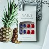 Short Press on Nails 4th of July Fake Nails with American Flag Designs Acrylic False Nails Square Red French Tip Nails Cute Stick on Nails for Women