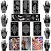 XMASIR Henna Tattoo Kit Stencils, 16 Sheets Temporary Reusable Tattoo Sets Indian Arabian Temporary Tattoo Templates Kit for Body Art Paint