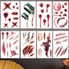 Konsait 120pcs Halloween Scars Tattoos, Halloween Bleeding Wound Temporary Tattoo, Zombie Vampire Makeup Bite Tattoo, Waterproof Fake Blood Tattoo for Kids Women Men Halloween Party Cosplay Costume