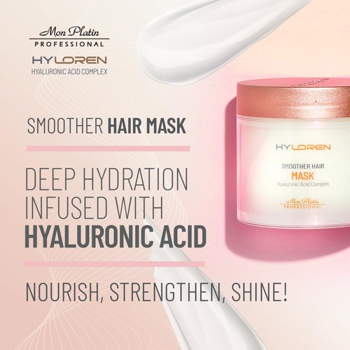 HYLoren Smoother Hair Mask with Hyaluronic Acid, Premium Smoothing deep conditioning hair mask, Hair Conditioner, Hair mask for damaged hair, Leaves Hair Soft, Shiny, Smooth 500ml