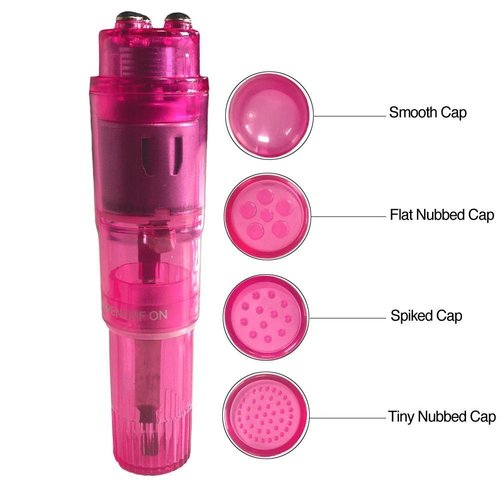 Finever Pocket Rocket Mini Beauty Facial Massager Relax 4 Heads Pink Color (3Pc)