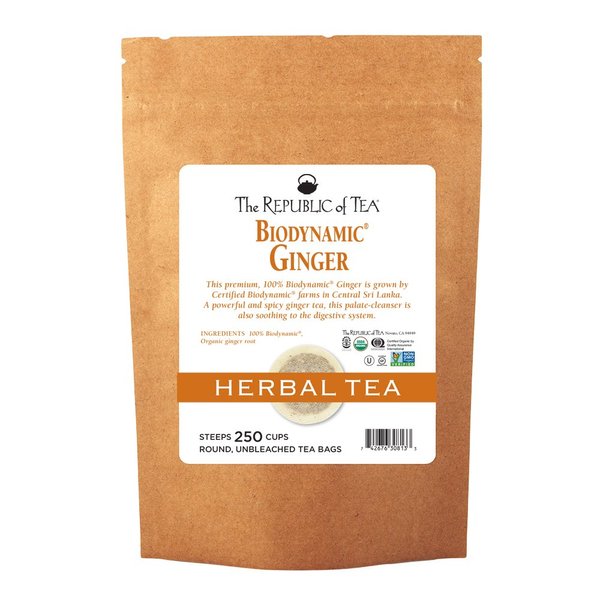 The Republic Of Tea Biodynamic Ginger Herbal Tea, 250 Tea Bag Bulk