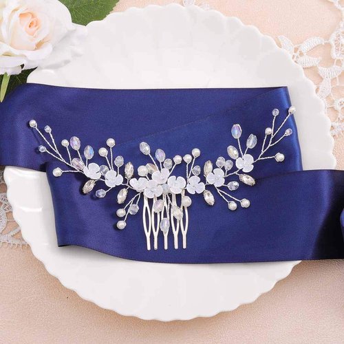Yokawe Bridal Wedding Hair Comb Silver Crystal Bride Side Combs Flower and Rhinestone Hair Accessories for Women and Girls