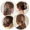 2 Pcs Metal Hair Claw Clips, 4.5 Inch Bow Hair Claw Clip Cute Claw Hair Clips Bowknot Hair Jaw Clip Styling Hair Accessories Barrettes Strong Hold Claw Clips for Thick Thin Hair - Gold, Silver
