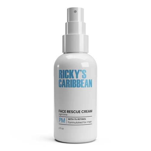 Ricky's Natural Face Rescue Cream – Ocean Minerals PM Face Moisturizer with 1% Retinol - Men's Face Moisturizer Cream - Vitamin A and E Refreshing & Hydrating Nighttime moisturizing cream for Men