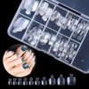Acrylic False Toenails Full Cover, 100pcs Artificial French Toenail 10 Sizes with Box, Fake Toenail Tips for Nail Salons and DIY Nail Art Foot Decoration (100 pcs clear)