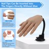 Silicone Hand for Acrylic Nails with Stand Bracket,Realistic Silicone Nail Training Hand, Soft Flexible Bendable Nail Practice Mannequin Hand for Nails Art DIY Print Practice Tool (Left Hand)