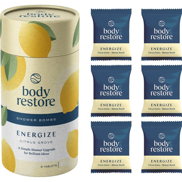 Body Restore Shower Steamers Aromatherapy 6 Pack - Stress Relief and Luxury Self Care, Relaxation Birthday Gifts for Women and Men, Valentines Day Gifts - Citrus